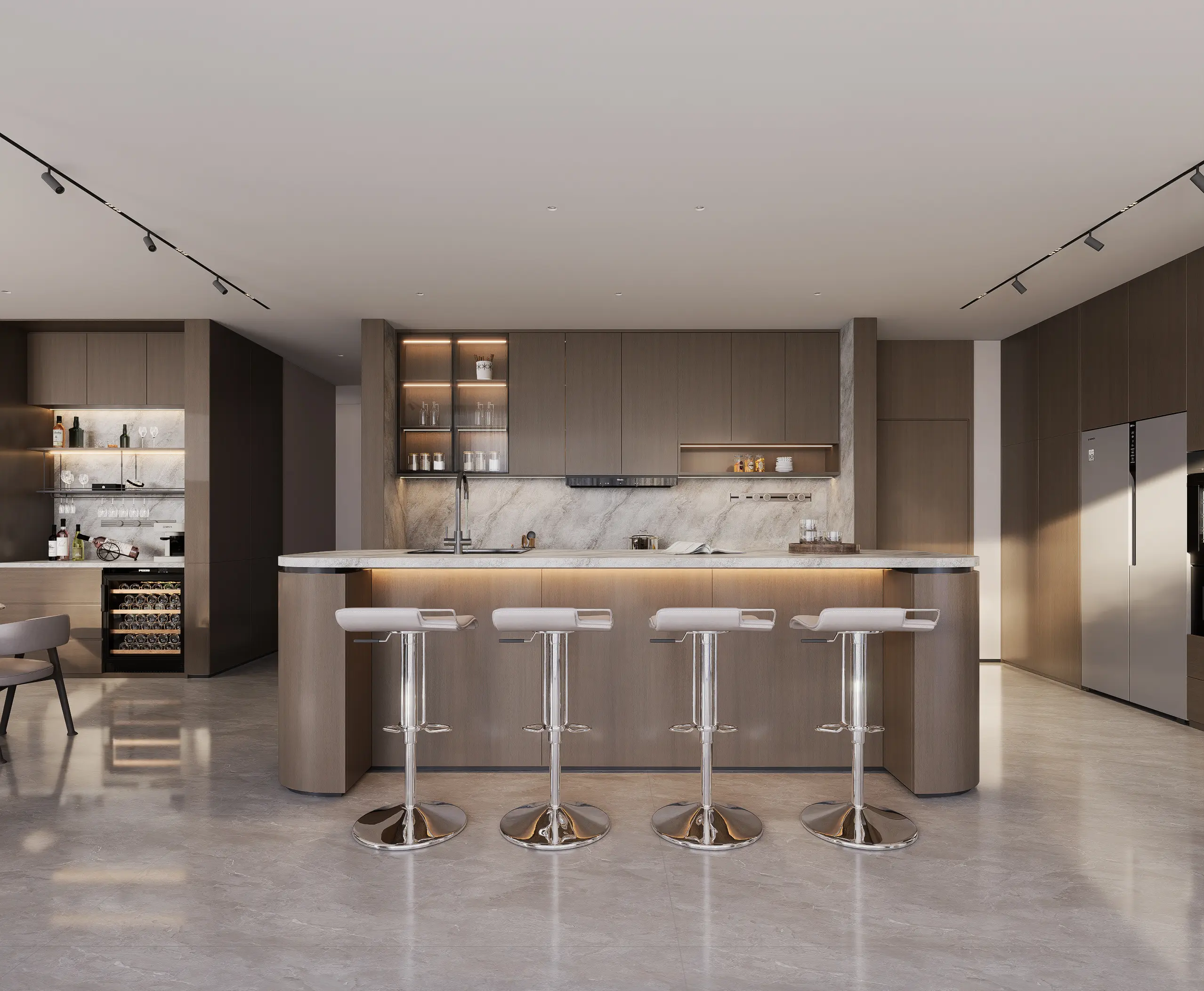 Modern slab kitchen cabinets
